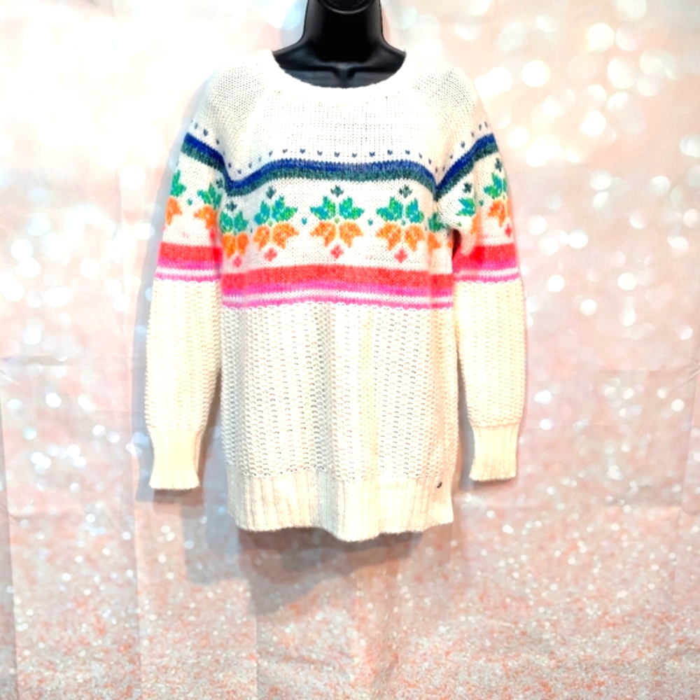 American Eagle Fair Isle Rainbow Snowflake Sweater